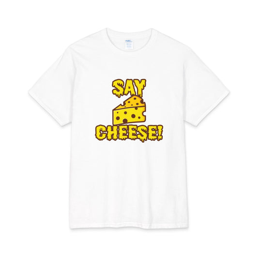 Say Cheese! cartoon cheese graphic Tee | Funny food pun t-shirt